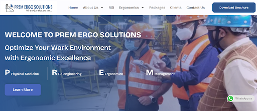 Prem Ergo Solutions website screenshot